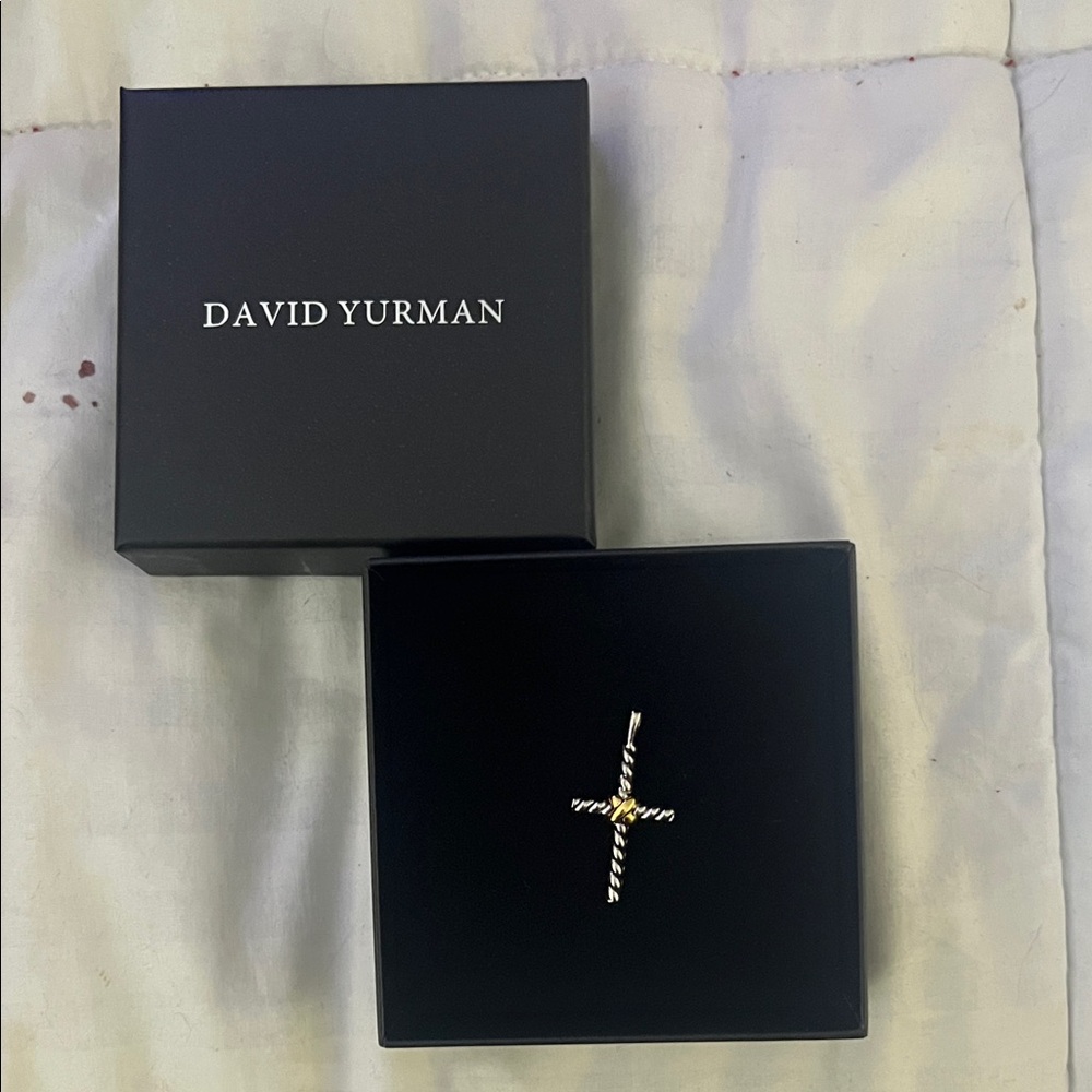 David Yurman Silver and Gold Cross Pendant